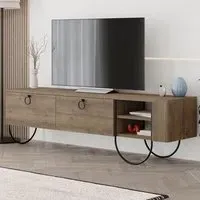 Norfolk 2 Door Wide TV Unit with Storage - Brown