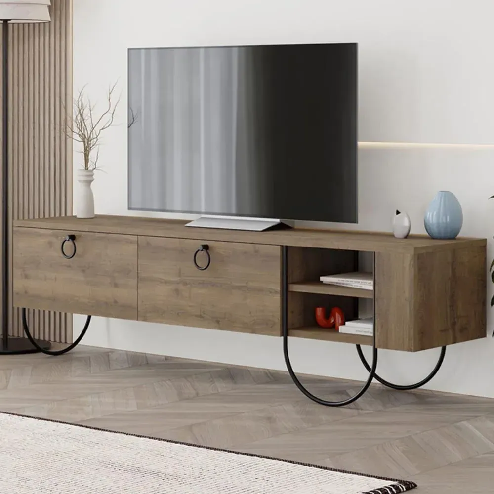 Norfolk 2 Door Wide TV Unit with Storage - Brown image