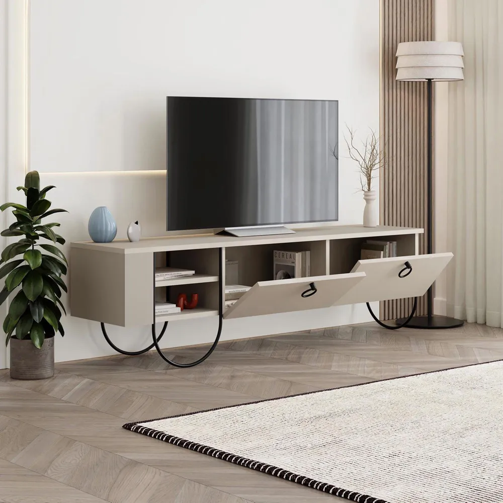 Norfolk 2 Door Wide TV Unit with Storage - Cream