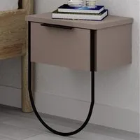 Norfolk Single Door Wall Mounted Bedside Table - Brown