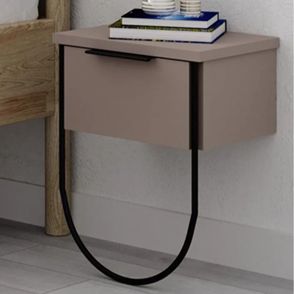 Norfolk Single Door Wall Mounted Bedside Table - Brown