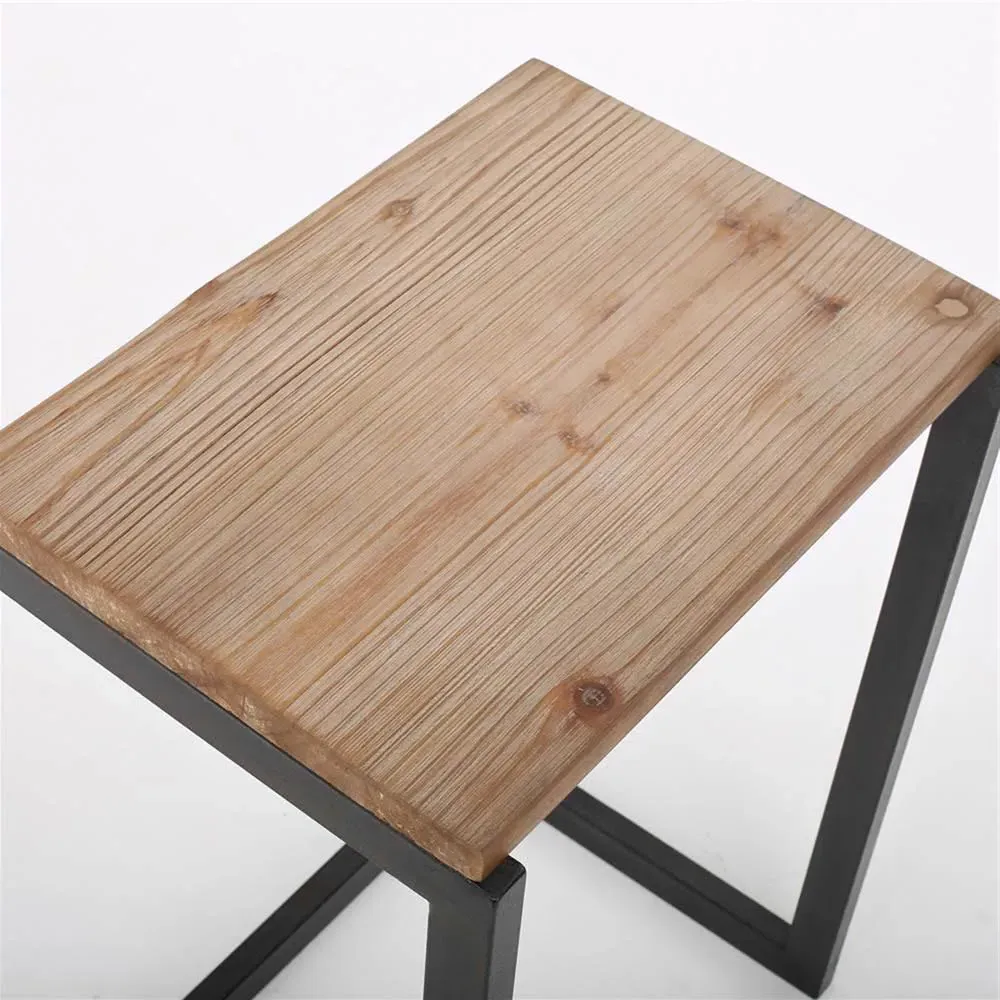 Oak Effect Nest of Tables Set of 3 - Brown, Metal