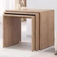 Oak Effect Scratch Resistant Nest of Tables Set of 3 - Brown