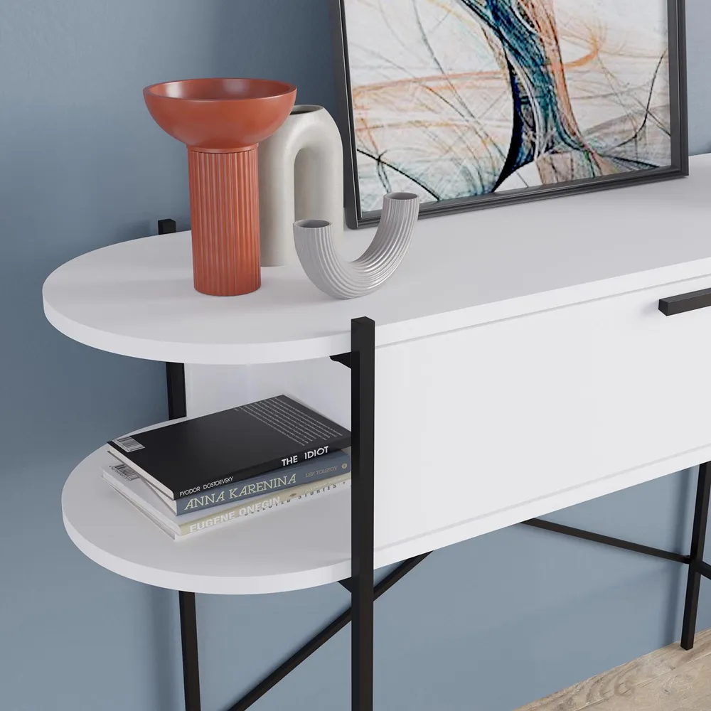 Otis Single Drawer Console Table - White