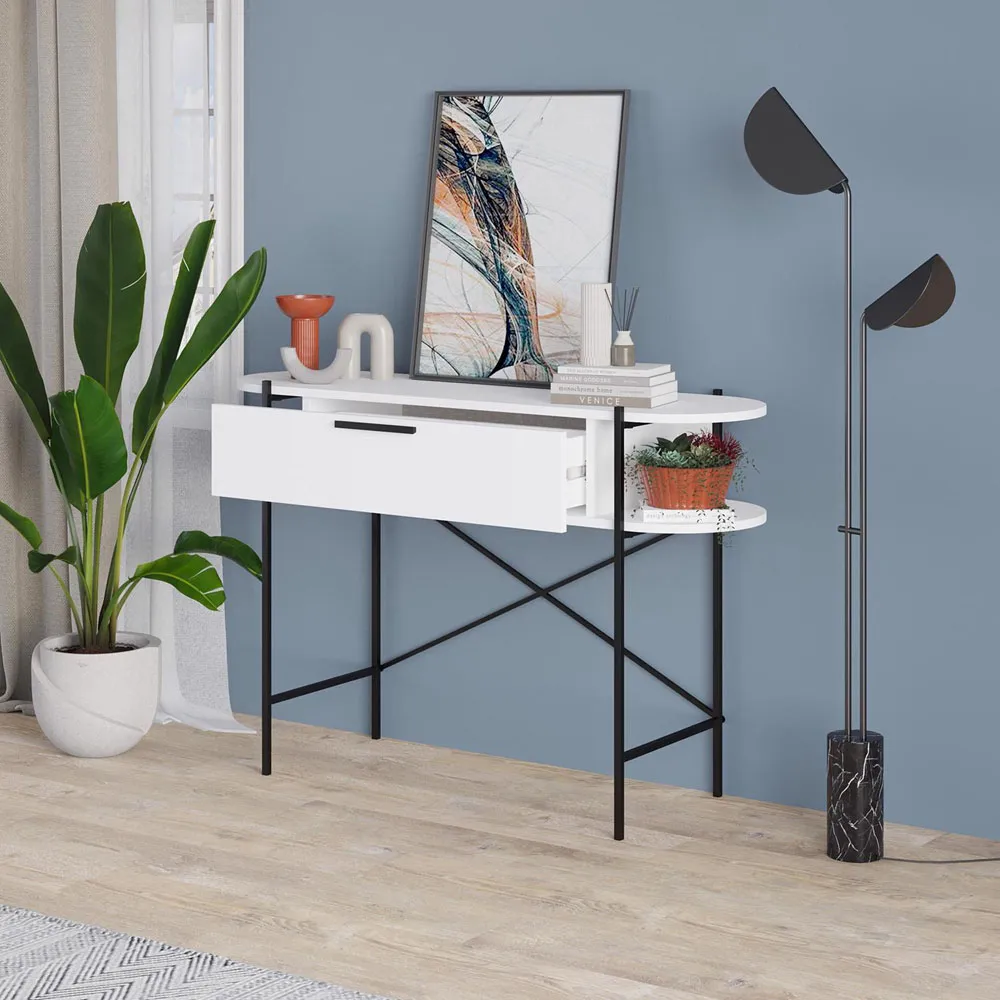 Otis Single Drawer Console Table - White