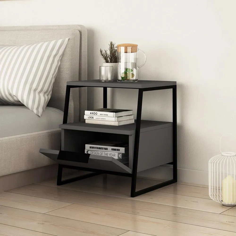 Pal Single Door Bedside Table - Anthracite