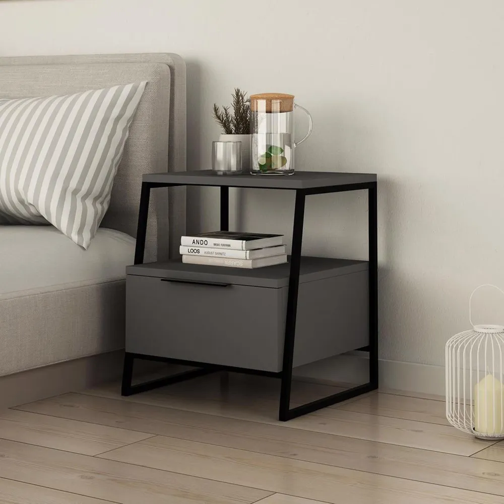 Pal Single Door Bedside Table - Anthracite