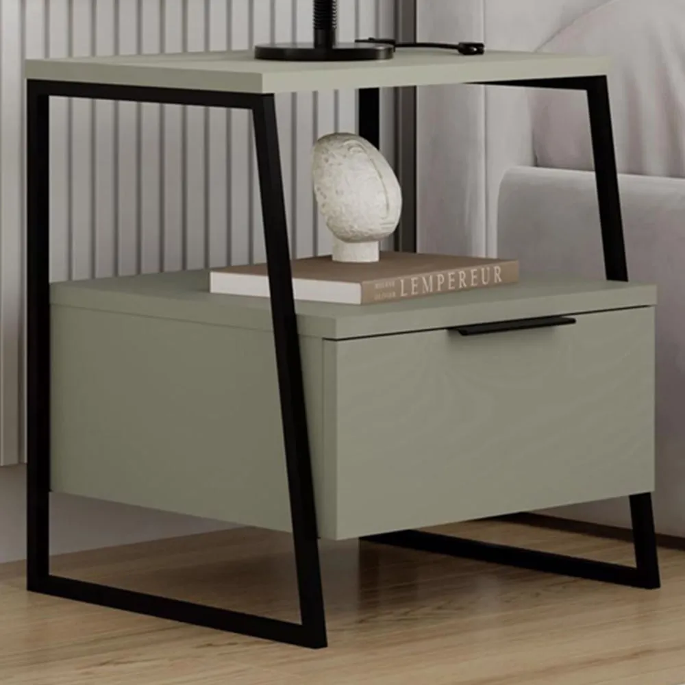 Pal Single Door Bedside Table - Ash Green image