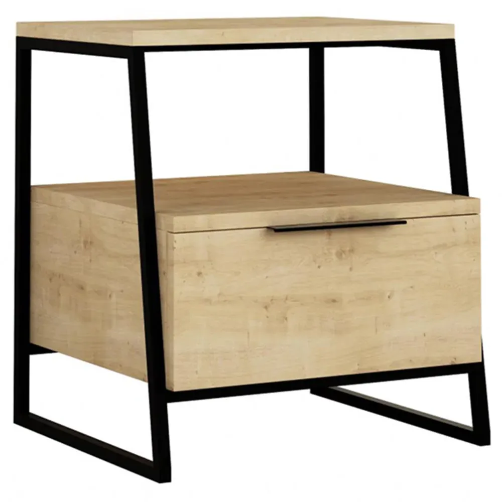 Pal Single Door Bedside Table - Brown, Oak