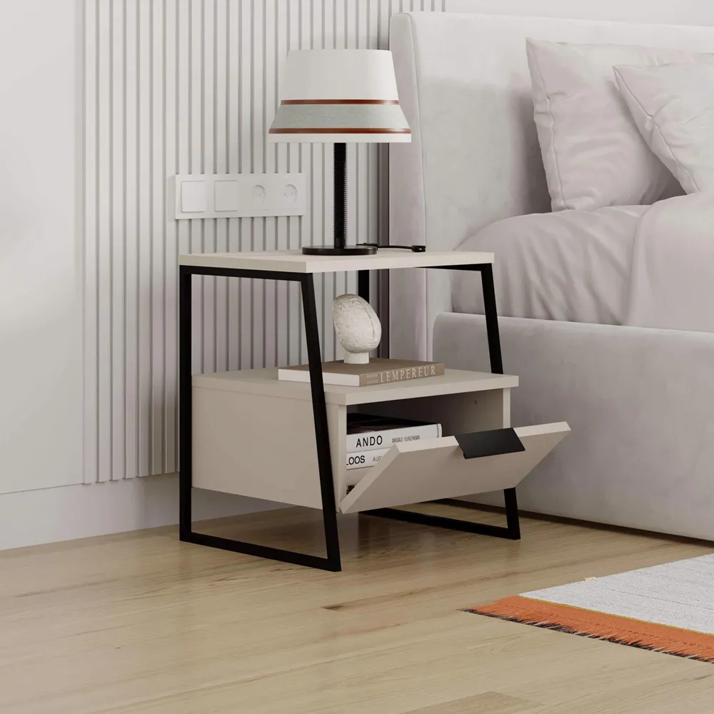 Pal Single Door Bedside Table - Cream