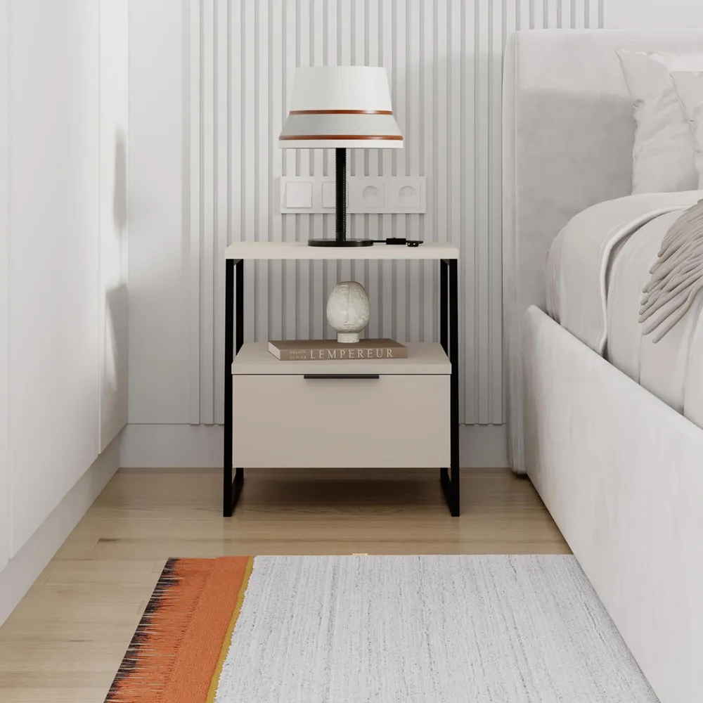 Pal Single Door Bedside Table - Cream