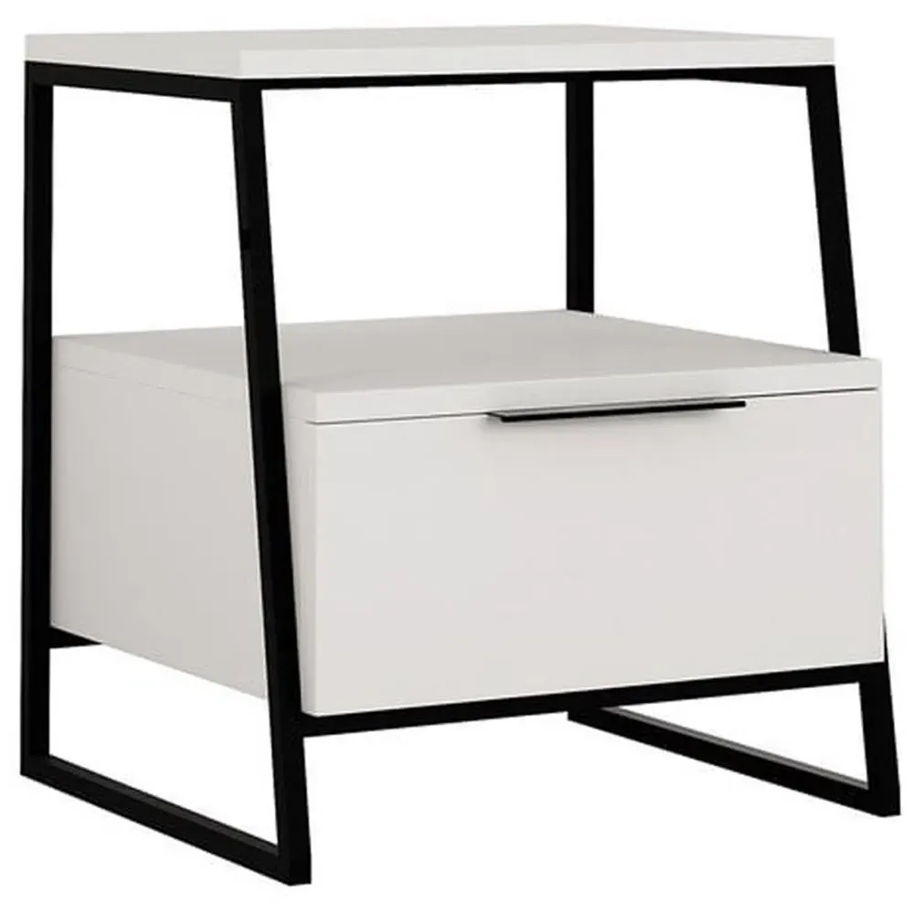Pal Single Door Bedside Table - White