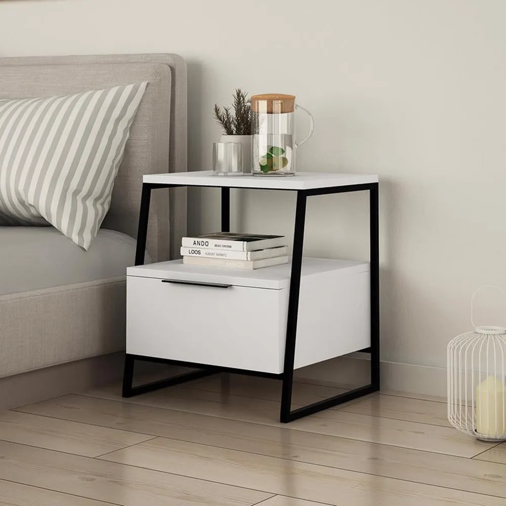 Pal Single Door Bedside Table - White