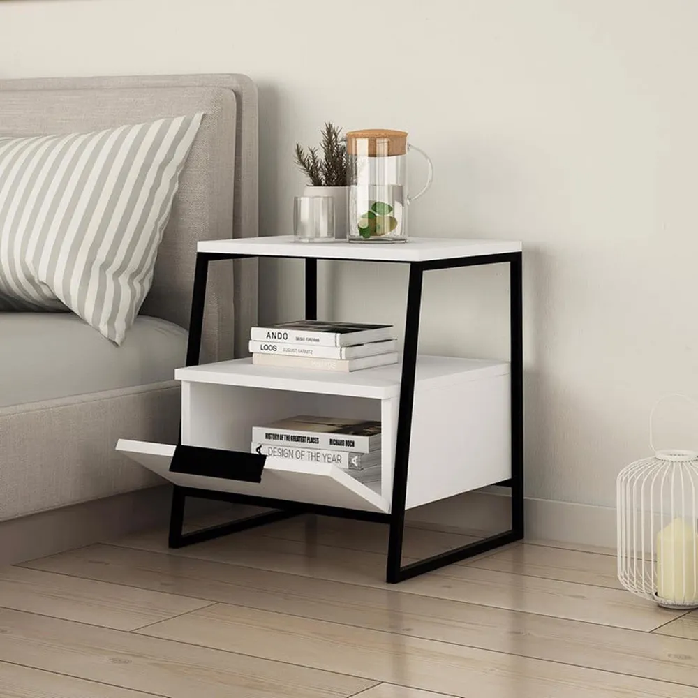 Pal Single Door Bedside Table - White