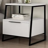 Pal Single Door Bedside Table - White