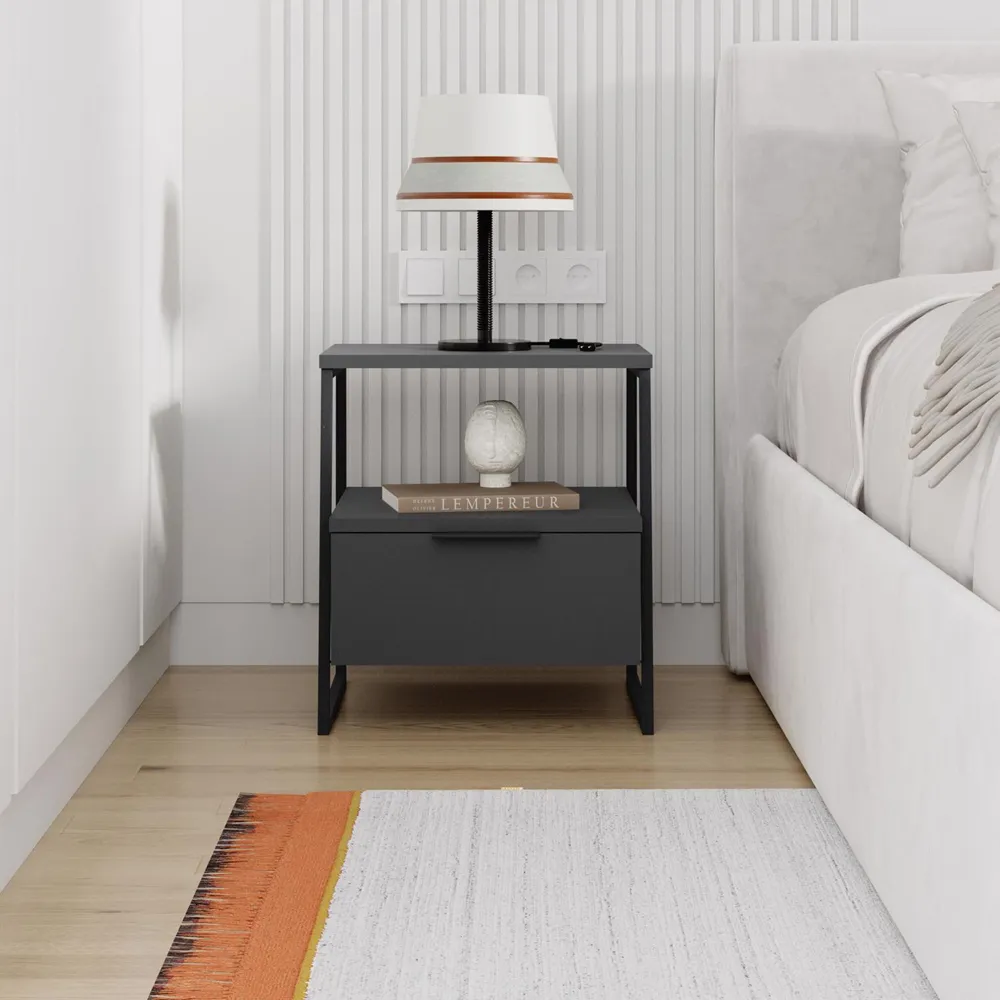 Pal Single Drawer Bedside Table - Anthracite