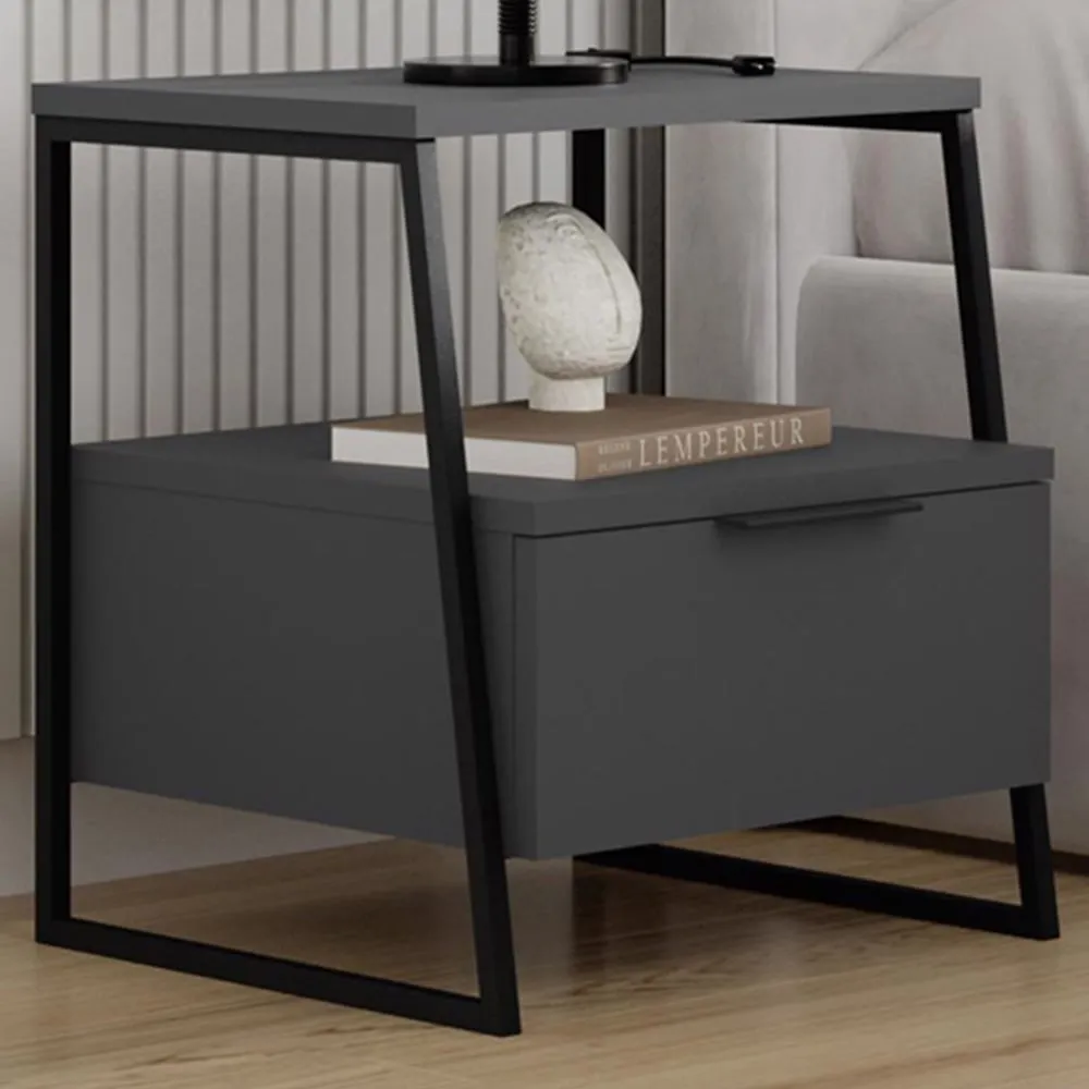 Pal Single Drawer Bedside Table - Anthracite