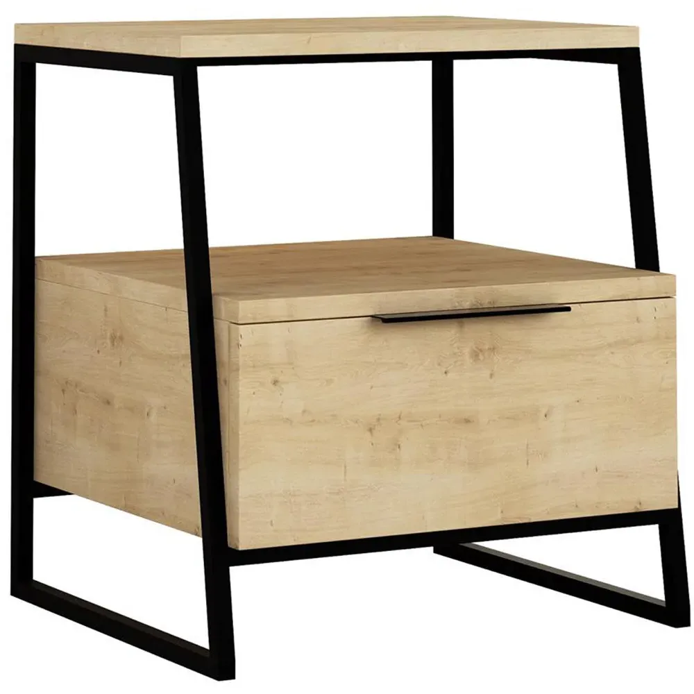 Pal Single Drawer Bedside Table - Brown, Oak