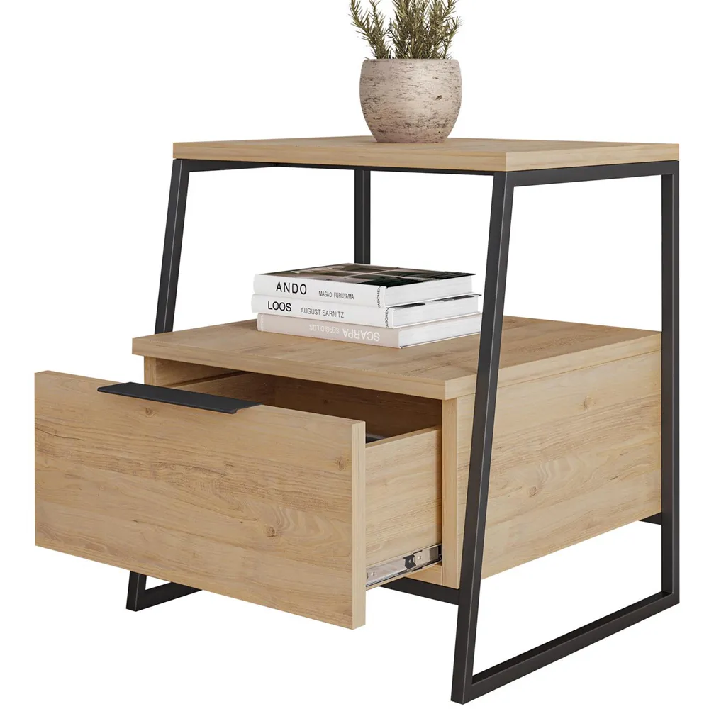 Pal Single Drawer Bedside Table - Brown, Oak