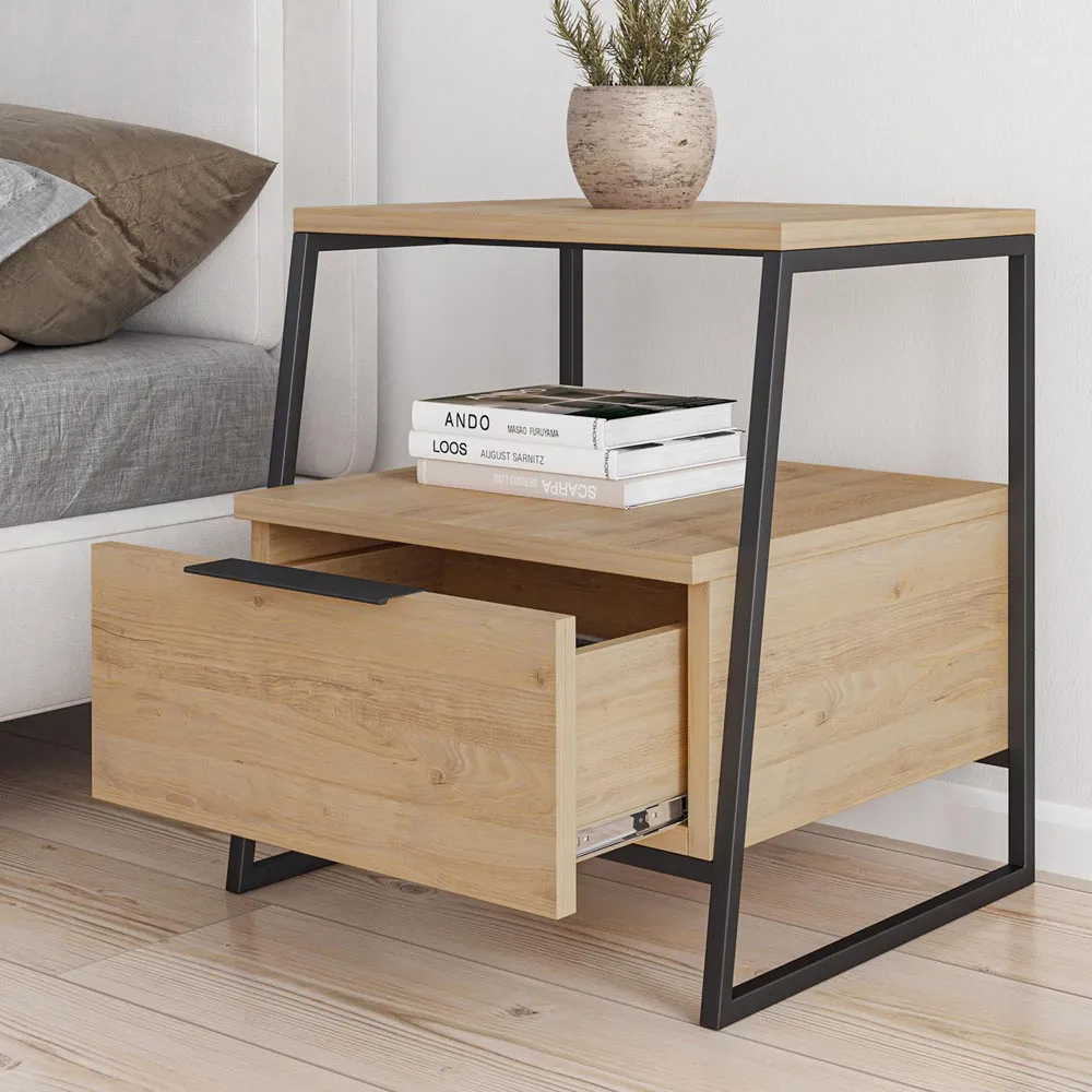 Pal Single Drawer Bedside Table - Brown, Oak