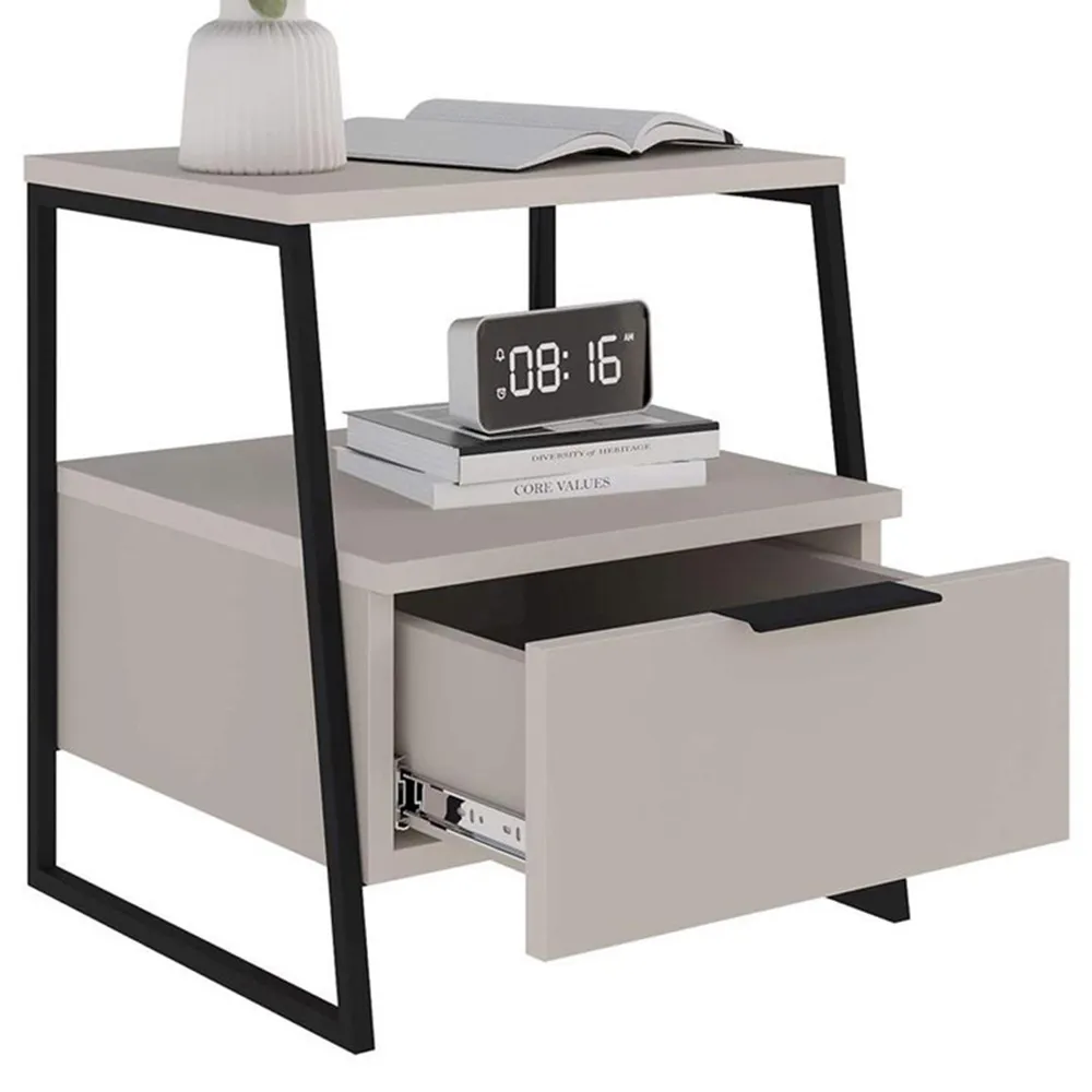 Pal Single Drawer Bedside Table - Sandstone