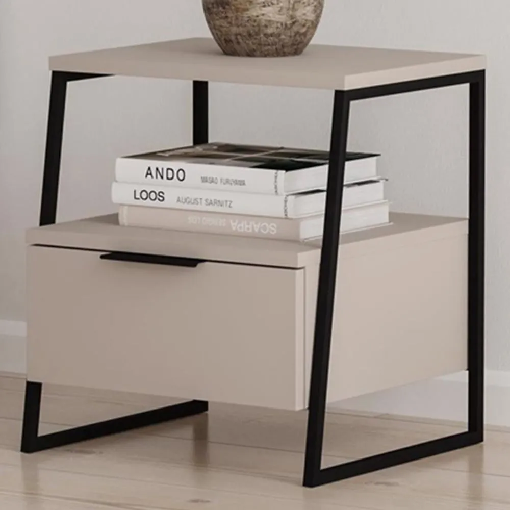 Pal Single Drawer Bedside Table - Sandstone image