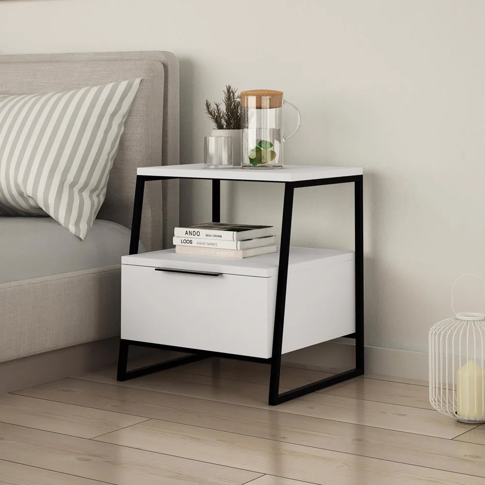 Pal Single Drawer Bedside Table - White
