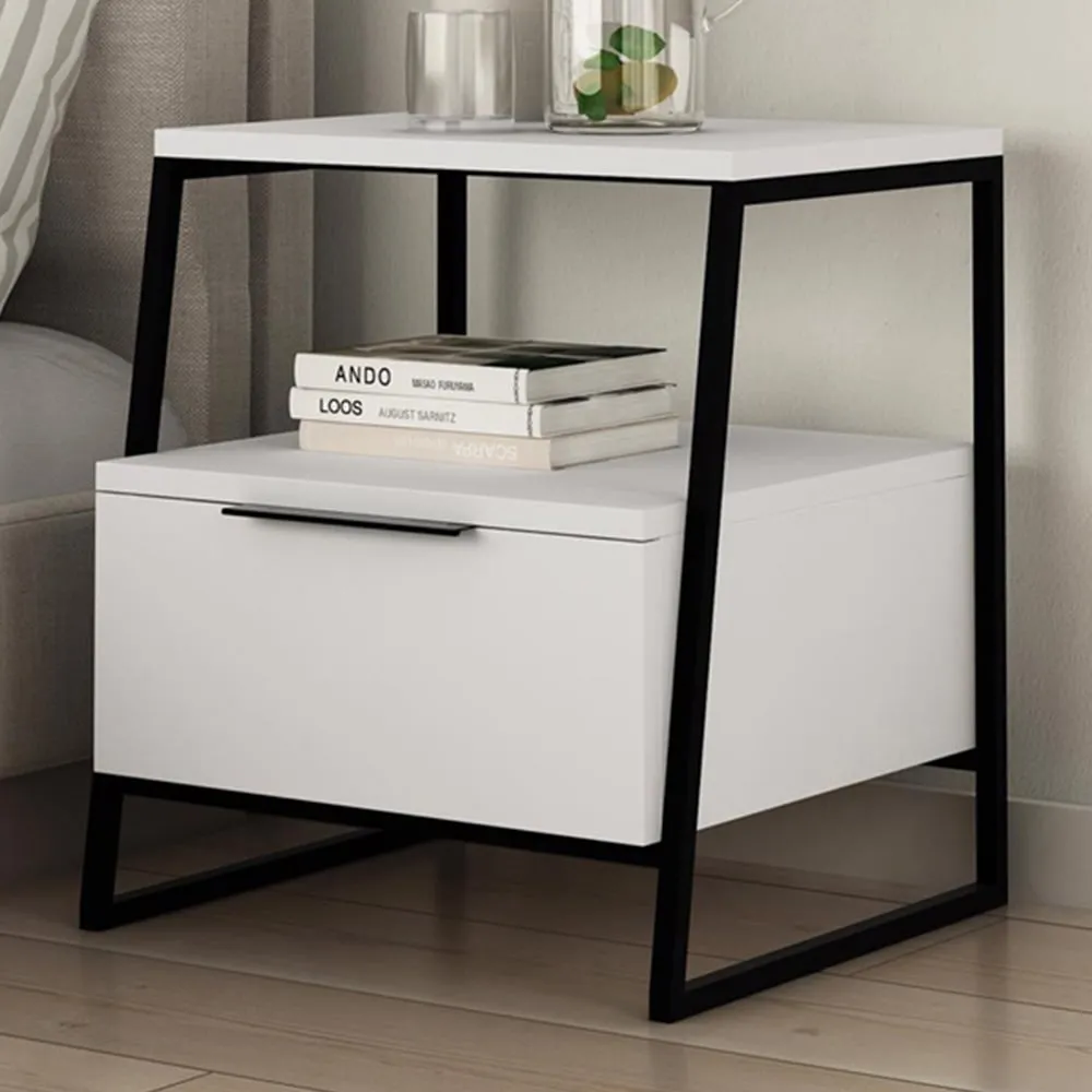 Pal Single Drawer Bedside Table - White