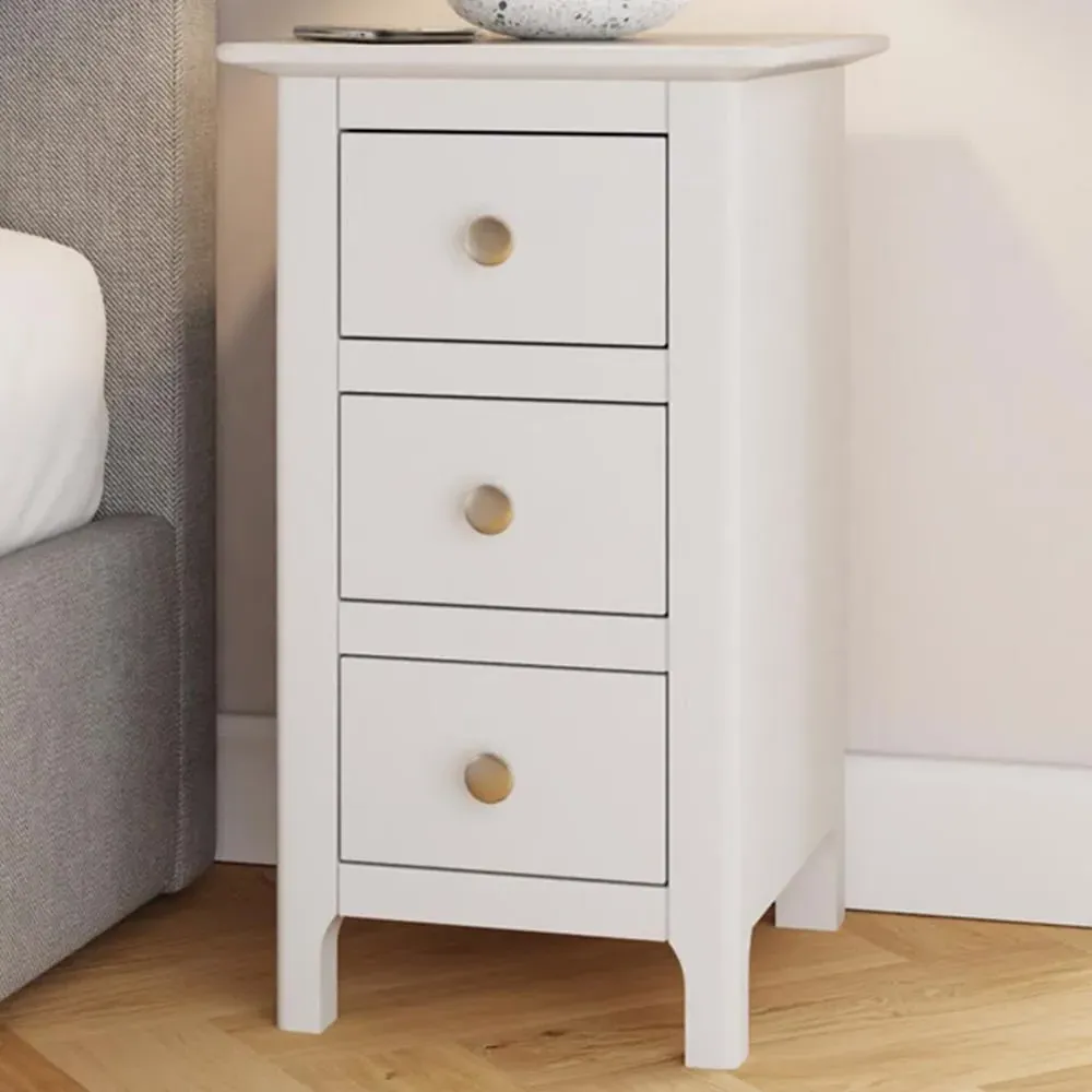 Palma 3 Drawer Bedside Chest - White