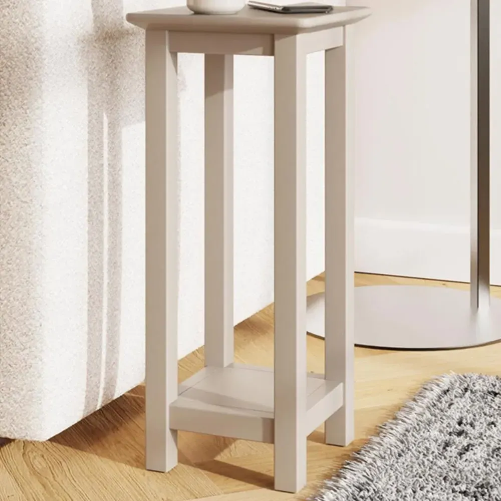 Palma Side Lamp Table with Shelf - Putty, MDF image