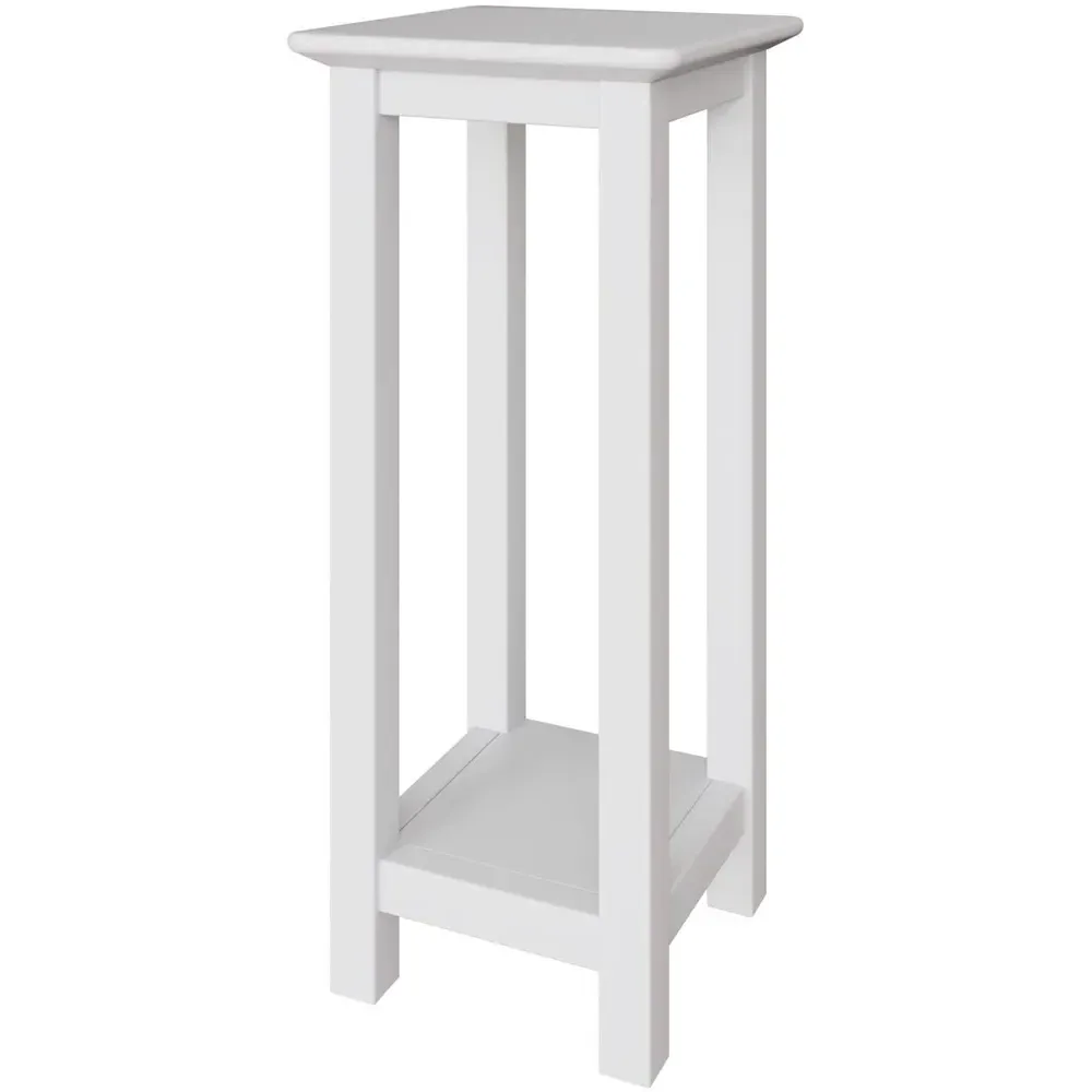 Palma Side Lamp Table with Shelf - White, MDF