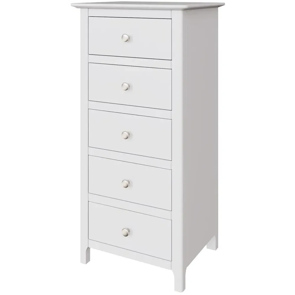 Plama 5 Drawer Chest of Drawers - White, MDF
