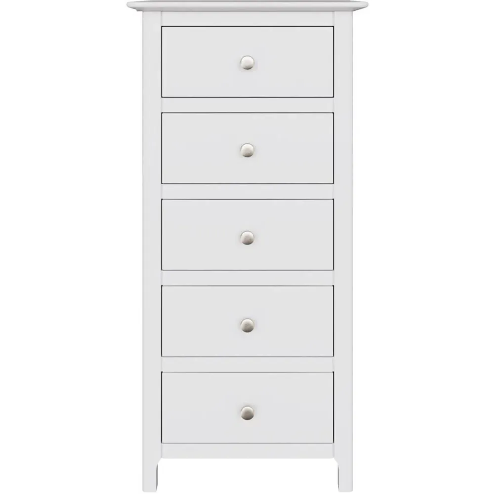 Plama 5 Drawer Chest of Drawers - White, MDF