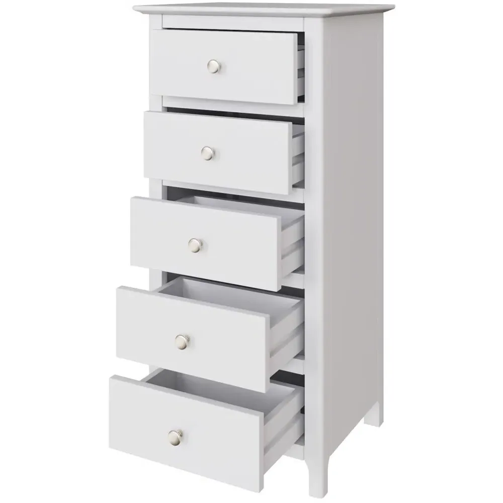 Plama 5 Drawer Chest of Drawers - White, MDF