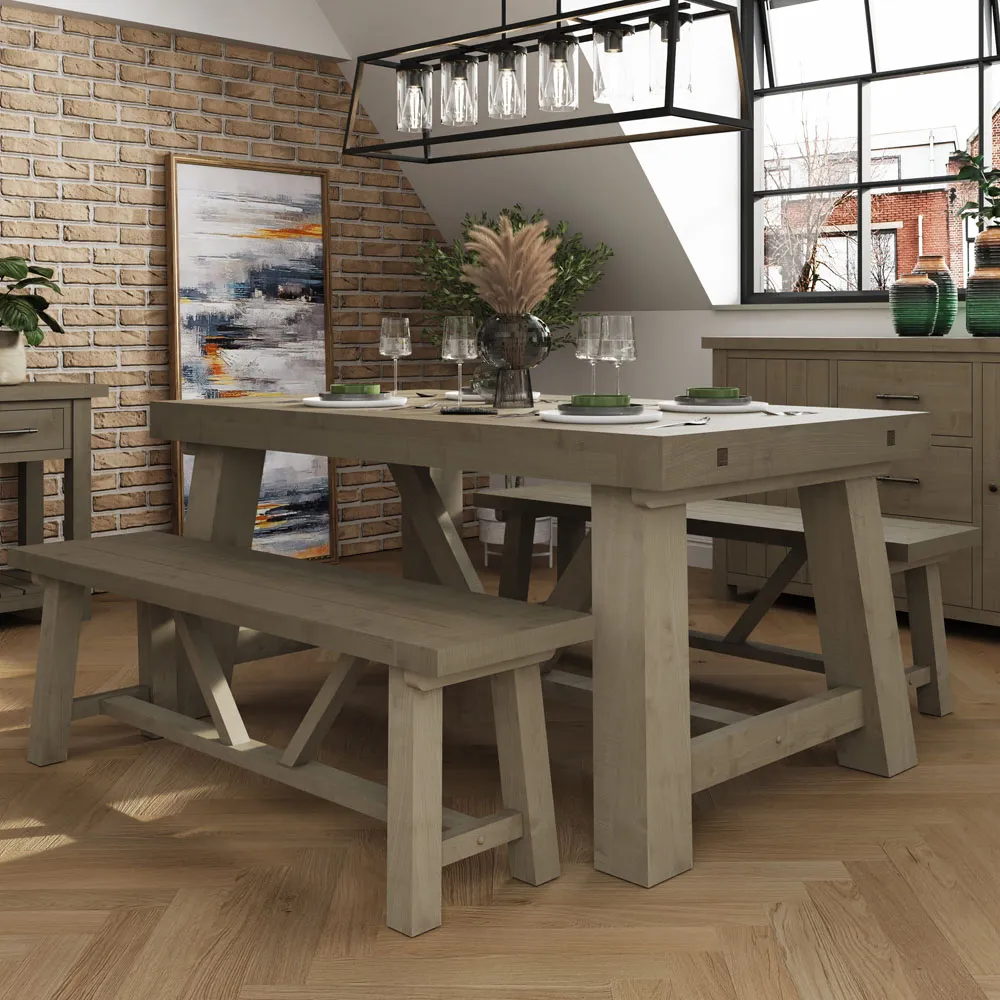 Saltash 1.6M Dining Table - Brown, Reclaimed Pine