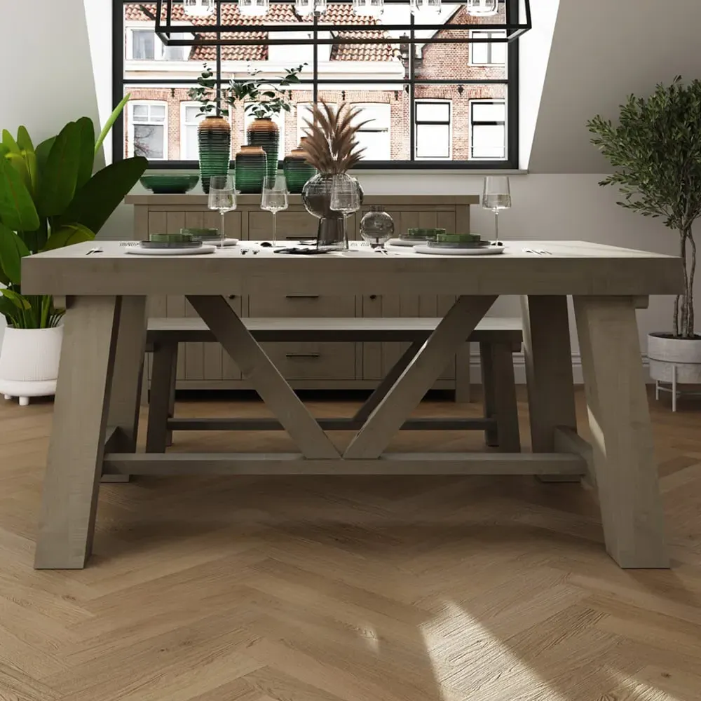 Saltash 1.6M Dining Table - Brown, Reclaimed Pine image