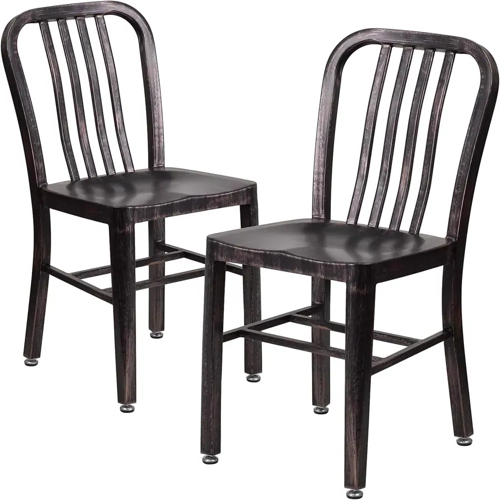 Set of 2 Bar Chairs Ready Assembled - Black, Steel