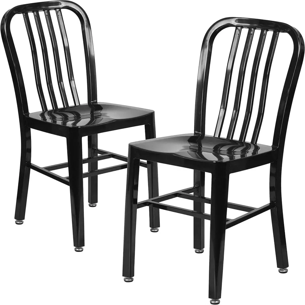 Set of 2 Bar Chairs Ready Assembled - Black, Steel