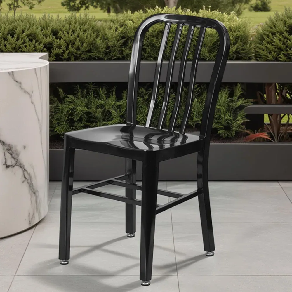 Set of 2 Bar Chairs Ready Assembled - Black, Steel