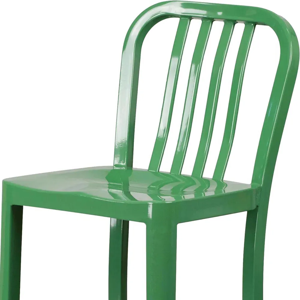 Set of 2 Tall Bar Chairs Ready Assembled - Green, Steel