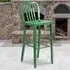 Set of 2 Tall Bar Chairs Ready Assembled - Green, Steel