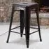 Set of 4 24 Inch Bar Stools - Black, Galvanised Steel