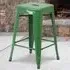 Set of 4 24 Inch Bar Stools - Green, Galvanised Steel