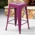 Set of 4 24 Inch Bar Stools - Purple, Galvanised Steel