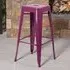 Set of 4 30 Inch Bar Stools - Purple, Galvanised Steel