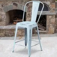 Set of 4 Bar Stools - Blue, Steel