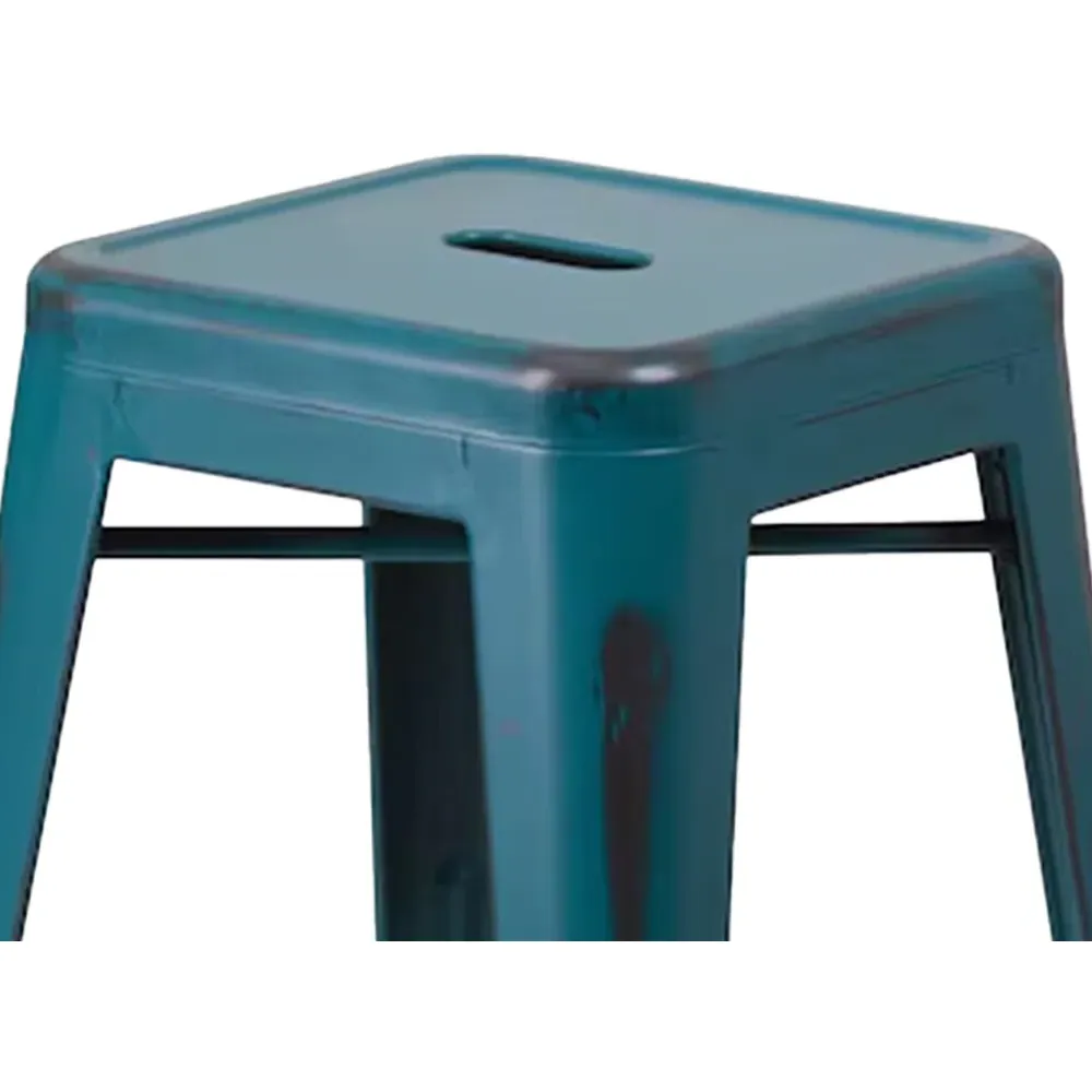 Set of 4 Bar Stools - Blue, Steel
