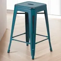 Set of 4 Bar Stools - Blue, Steel