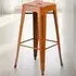 Set of 4 Bar Stools - Orange, Steel