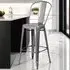Set of 4 Clear Coat Steel Bar Stools - Grey